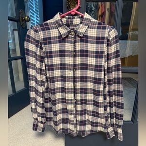 Rails Angelica puffed sleeve flannel button down.